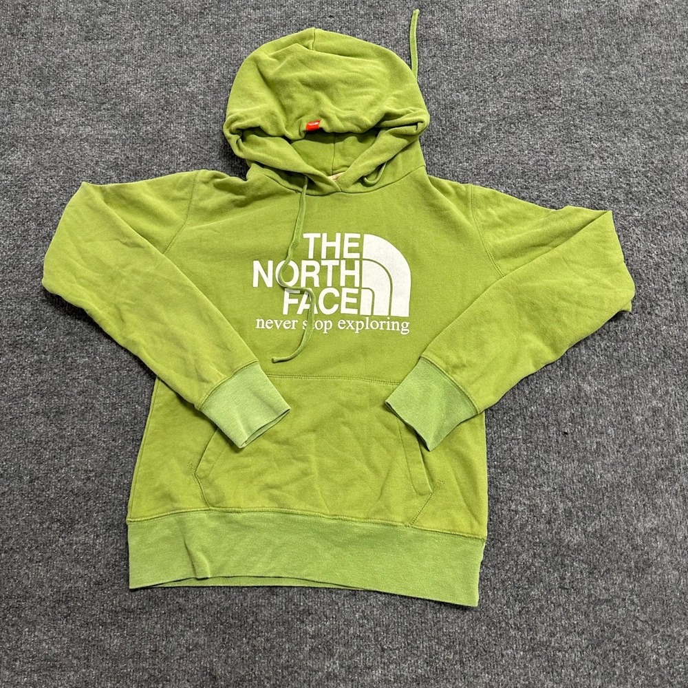 The North Face Hoodie Womens Size M Green Logo Pullover Long Sleeve Casual Good